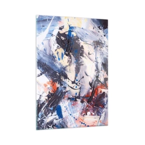Obraz na szkle - Abstrakcyjne malowidło w intensywnych kolorach - 50x70cm - Szalony taniec abstrakcji - Nowoczesna dekoracja ścienna do salonu, kuchni i sypialni ARTTOR