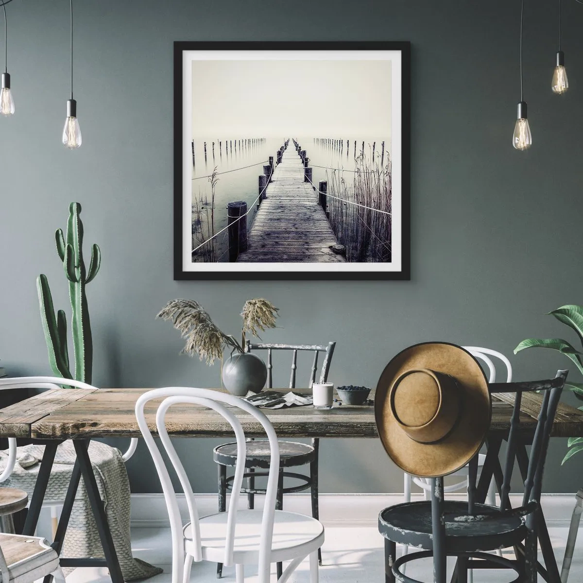 Plakat w czarnej ramie - Zanurz się w spokoju - 50x50 cm