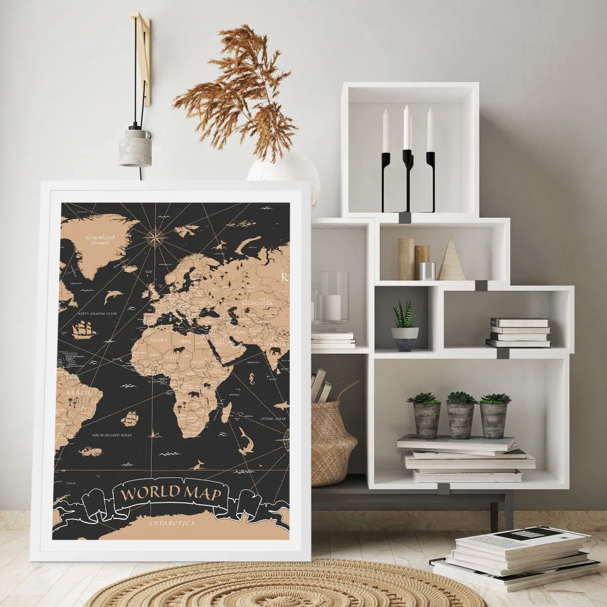 Plakat w białej ramie - Granice mojego świata - 61x91 cm