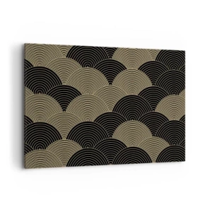 Obraz na płótnie - Wzór w stylu art deco z półokręgami i złotymi liniami - 100x70cm - Jedność w wielości - Nowoczesna dekoracja ścienna do salonu, kuchni i sypialni ARTTOR