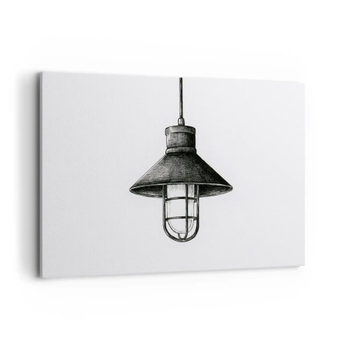 Obraz na płótnie - Rysunek wiszącej lampy w stylu retro na białym tle - 120x80cm - Jak przed laty… - Nowoczesna dekoracja ścienna do salonu, kuchni i sypialni ARTTOR