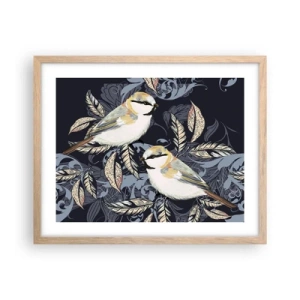 Plakat w ramie jasny dąb - Żółto-błękitny trel - 50x40 cm