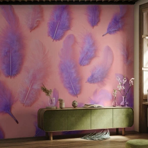 Fototapeta Premium Canvas - Liliowy ptak pragnienia - Ptasie Pióro, Inspiracja, Grafika - 250x175 cm