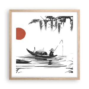 Plakat w ramie jasny dąb - Azjatyckie popołudnie - 50x50 cm