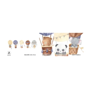 Fototapeta Próbka Samoprzylepna Deluxe Sticker - Przyjaciele w podróży - Balony, Zwierzęta, Dziecięce - 100x30 cm