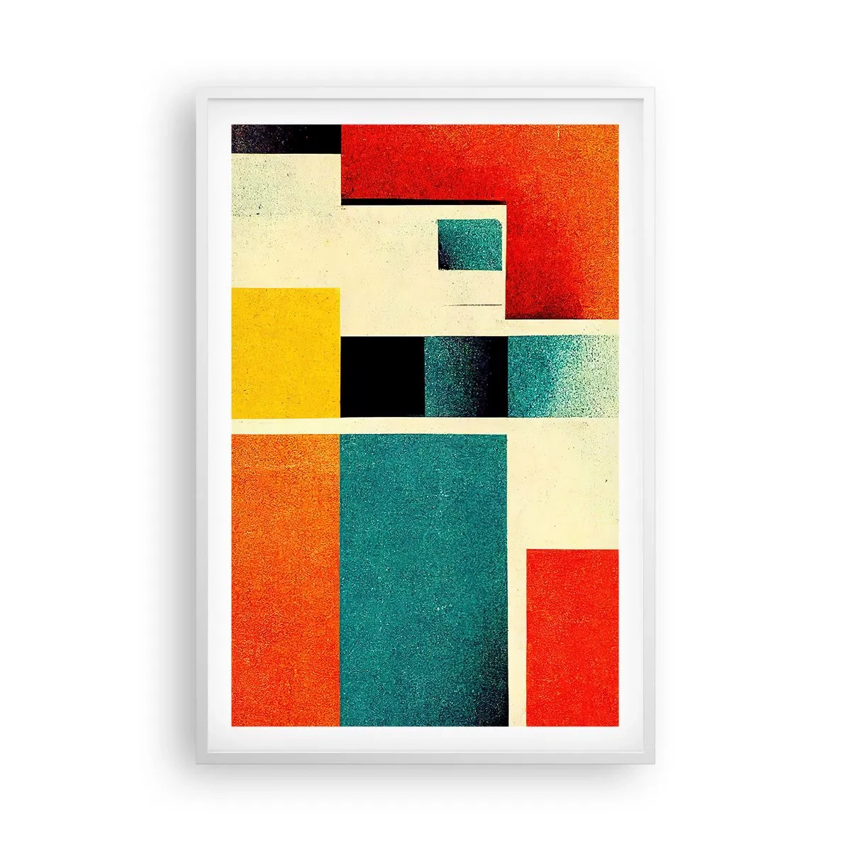 Plakat w białej ramie - Abstrakcja geometryczna – dobra energia - 61x91 cm