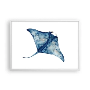 Plakat w białej ramie - Życie w błękicie - 70x50 cm