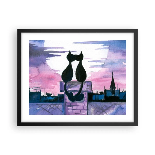 Plakat w czarnej ramie - Rendez-vous pod księżycem - 50x40 cm