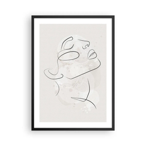 Plakat w czarnej ramie - Minimalistyczny portret twarzy w liniowym stylu - 50x70cm - Zarys marzenia - Nowoczesna dekoracja ścienna do salonu i sypialni ARTTOR
