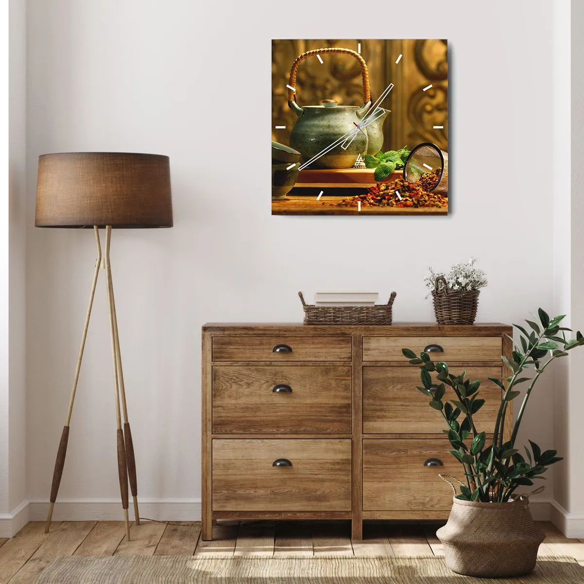 Zegar ścienny - Traktat o piciu herbaty - 40x40 cm