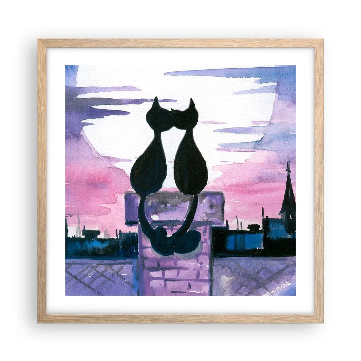 Plakat w ramie jasny dąb - Rendez-vous pod księżycem - 50x50 cm