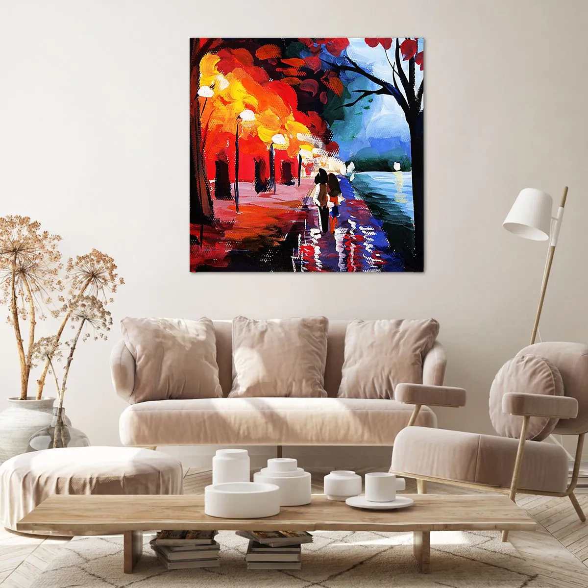 Obraz na płótnie - Płomienna jesień w parku - 40x40 cm