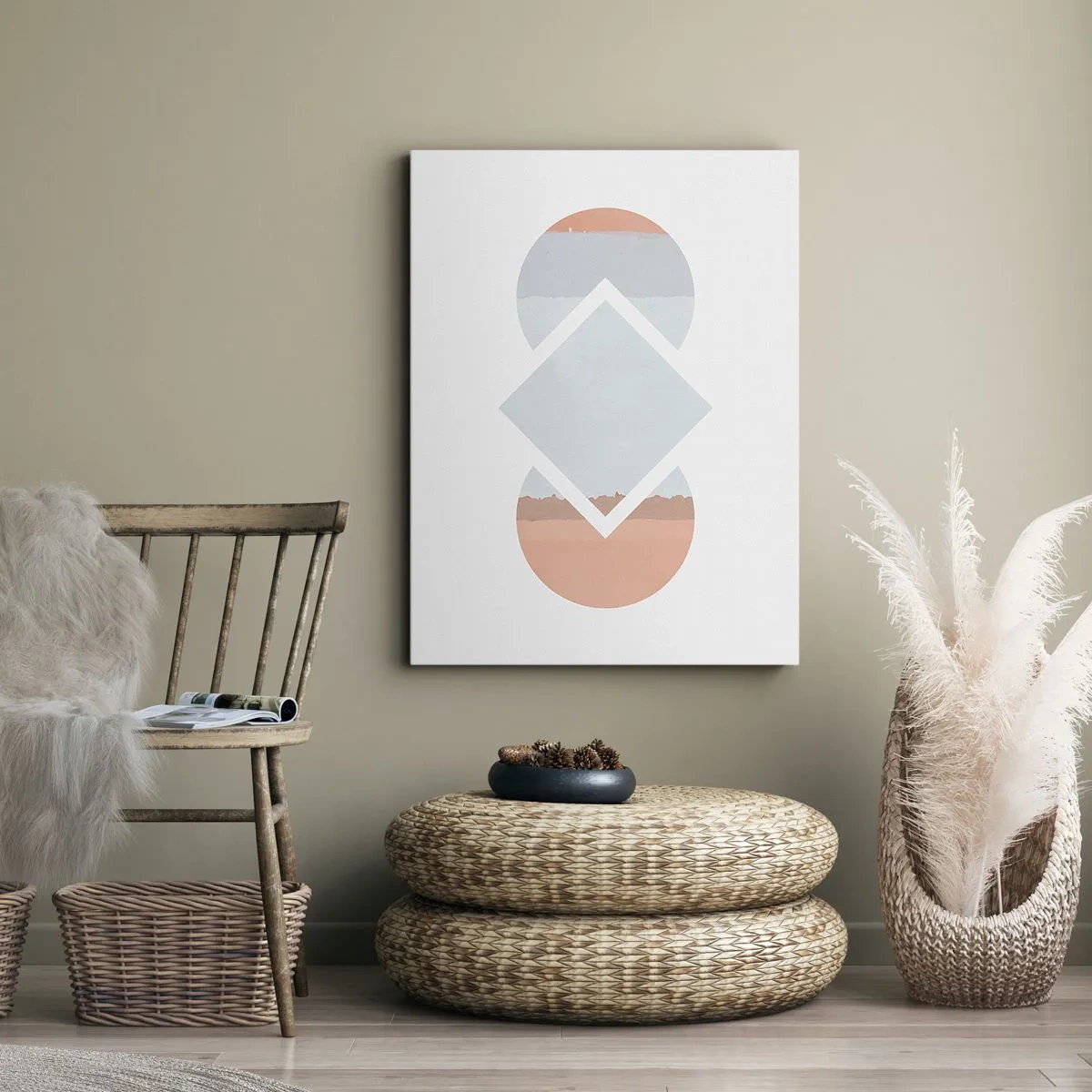 Obraz na płótnie - Minimalistyczny obraz z geometrycznymi kształtami - 80x120cm - Sytuacja jest jasna - Nowoczesna dekoracja ścienna do salonu i sypialni ARTTOR