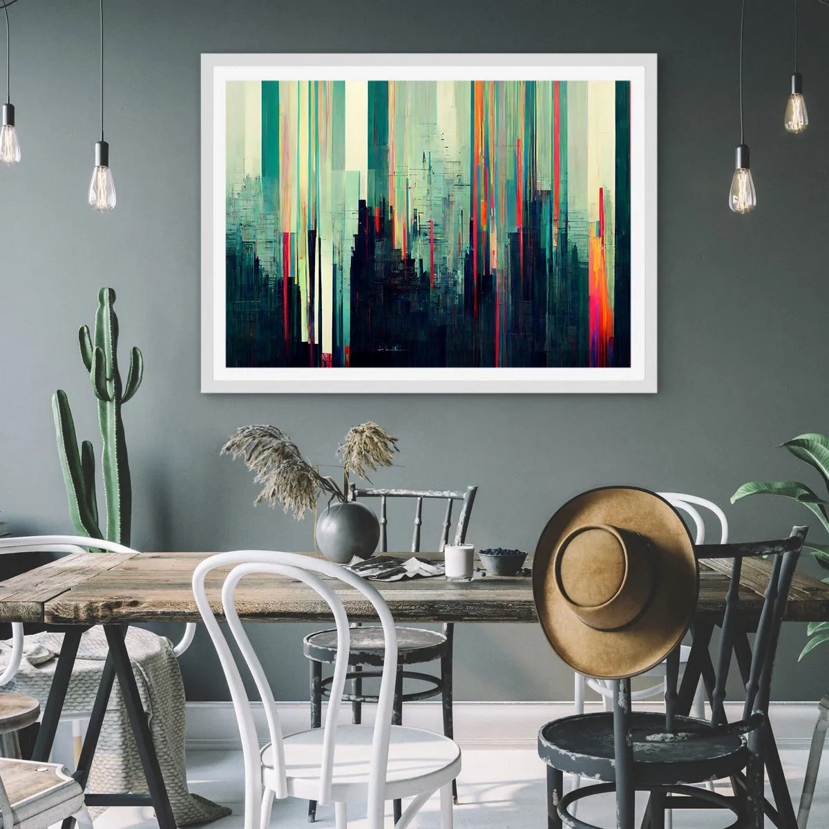 Plakat w białej ramie - Futurystyczne miasto - 40x30 cm