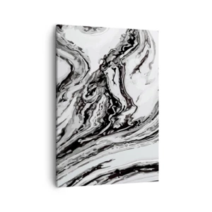 Obraz na płótnie - Abstrakcyjna kompozycja w czerni i bieli o dynamicznych liniach - 50x70cm - Na poczatku był chaos - Nowoczesna dekoracja ścienna do salonu, kuchni i sypialni ARTTOR