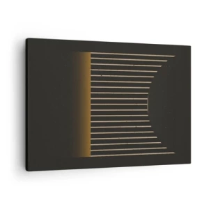 Obraz na płótnie - Geometryczny wzór z pasami na ciemnym tle - 70x50cm - Zbadać ciemność - Nowoczesna dekoracja ścienna do salonu i sypialni ARTTOR