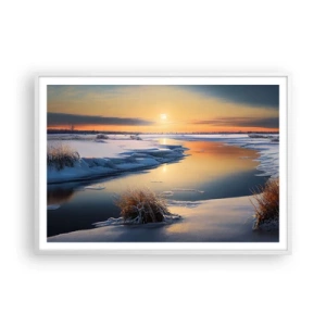 Plakat w białej ramie - Zimowy zachód słońca - 100x70 cm