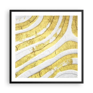 Plakat w czarnej ramie - Kompozycja w bieli i złocie - 60x60 cm