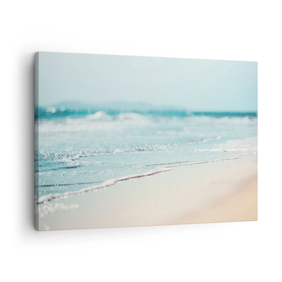Obraz na płótnie - Delikatne fale oceanu na piaszczystej plaży - 70x50cm - Ciepło i szum - Nowoczesna dekoracja ścienna do salonu i sypialni ARTTOR