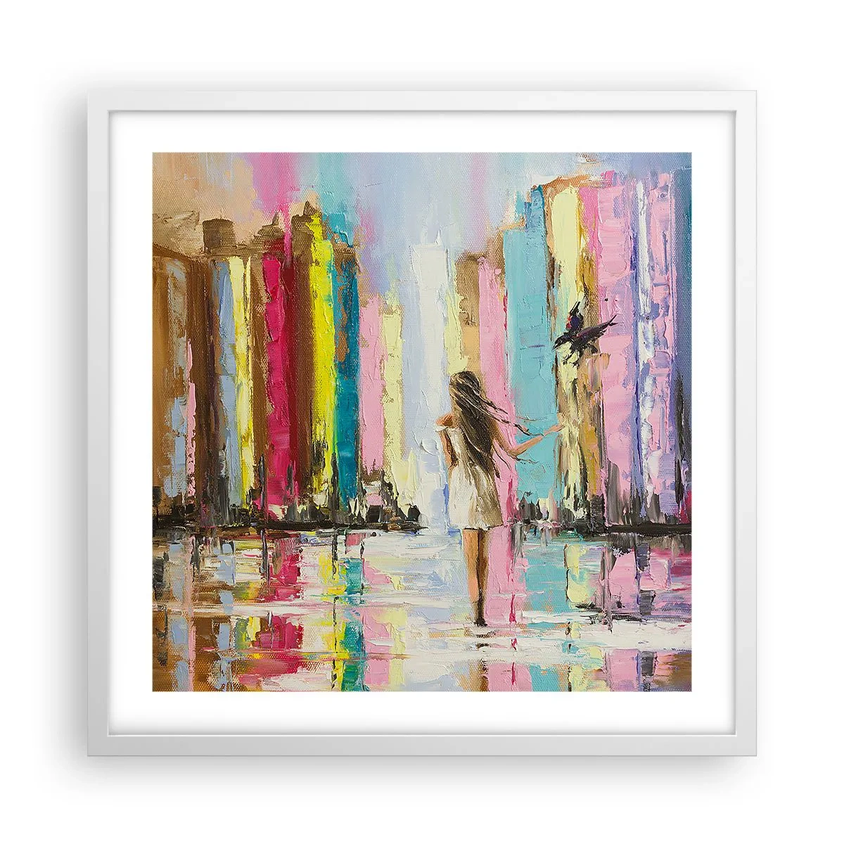 Plakat w białej ramie - Idż za mną - 50x50 cm