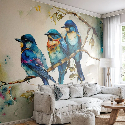 Fototapeta Samoprzylepna Deluxe Sticker - Obraził się? - Ptaki, Natura, Akwarela - 500x350 cm
