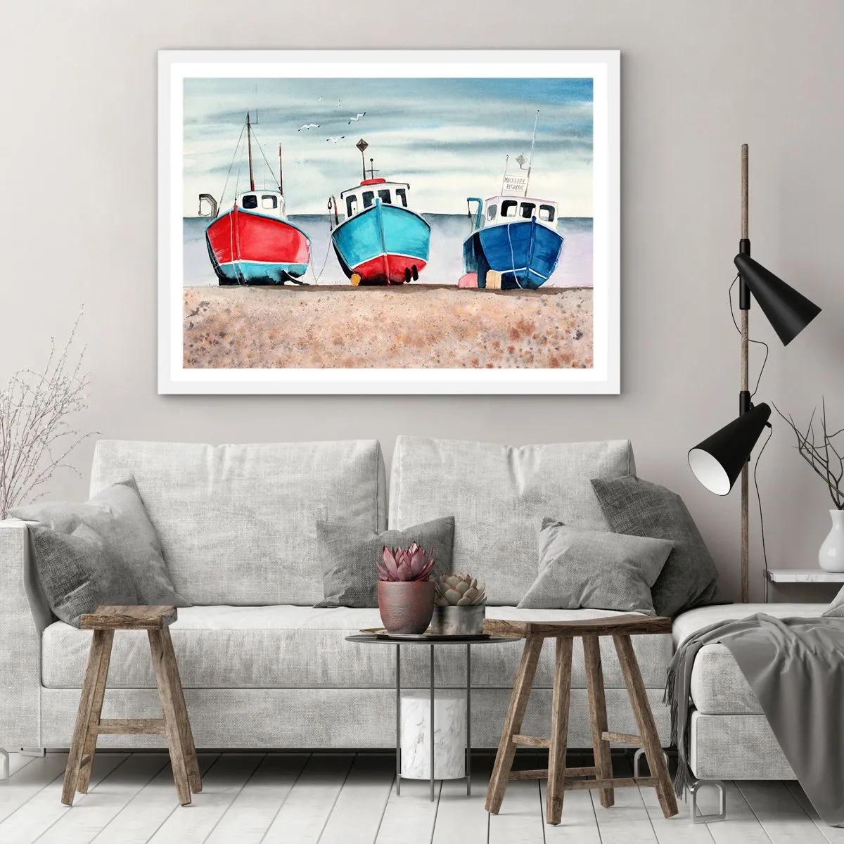 Plakat w białej ramie - Gotowe na połów - 40x30 cm