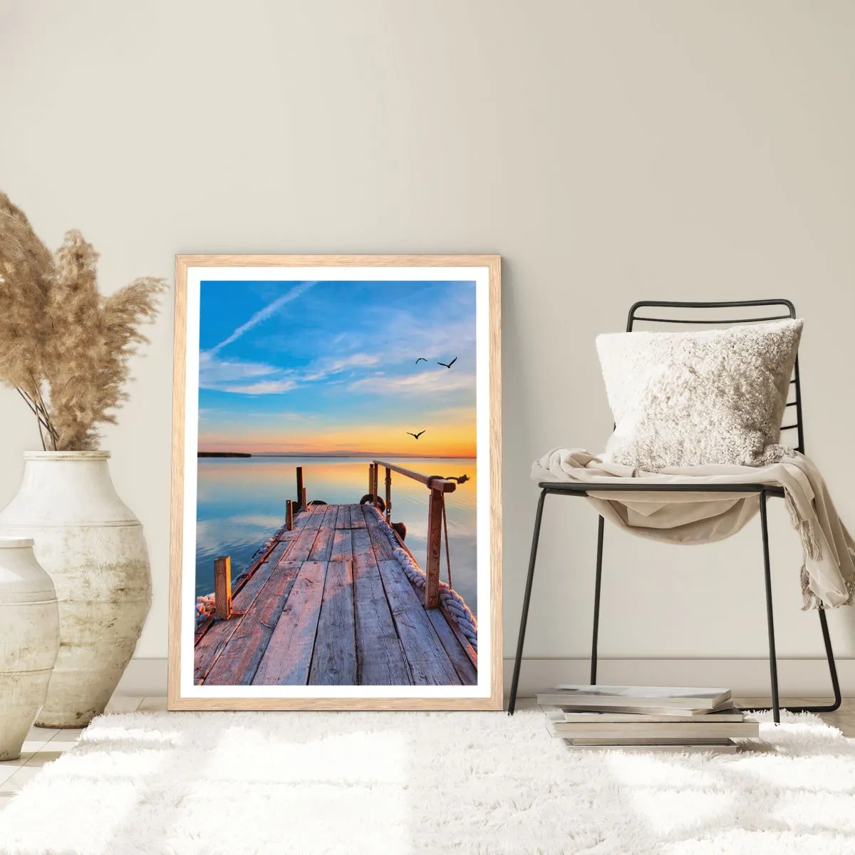 Plakat w ramie jasny dąb - Iść przed siebie ku słońcu - 70x100 cm