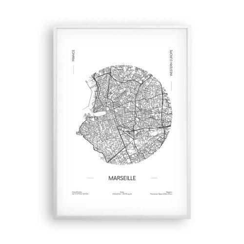 Plakat w białej ramie - Anatomia Marsylii - 70x100 cm