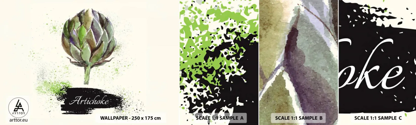 Fototapeta Próbka Standard Eco - Eviva warzywa! - Karczoch, Kuchnia, Akwarela - 100x30 cm