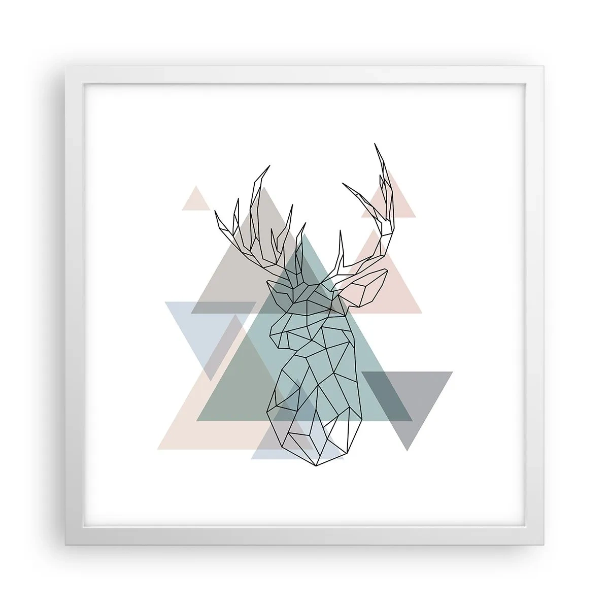 Plakat w białej ramie - W geometrycznym lesie - 40x40 cm