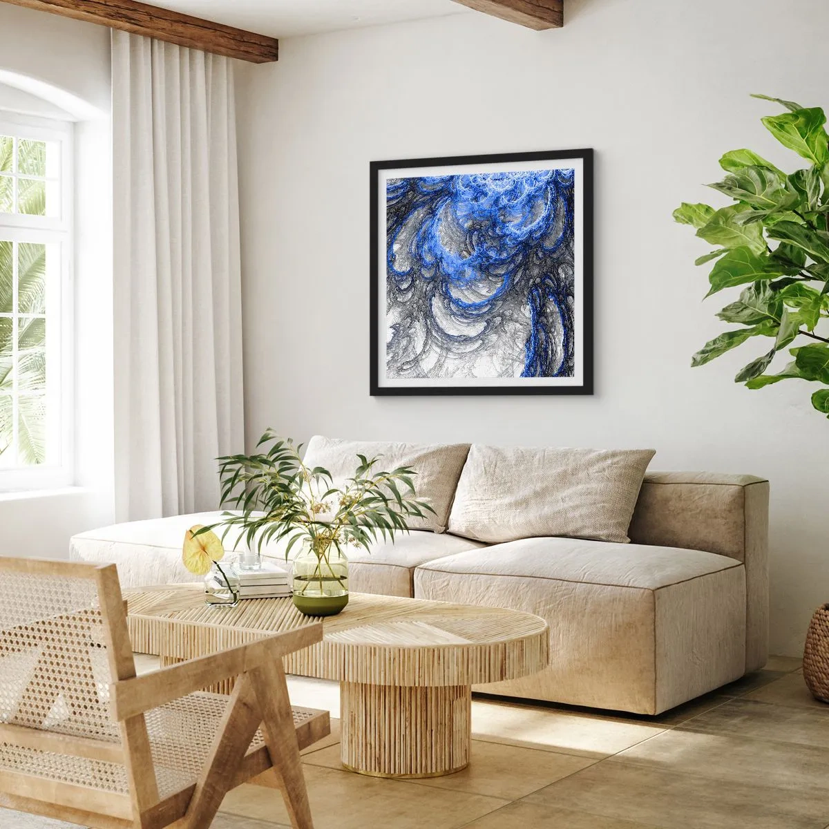 Plakat w czarnej ramie - Narodziny fali - 60x60 cm