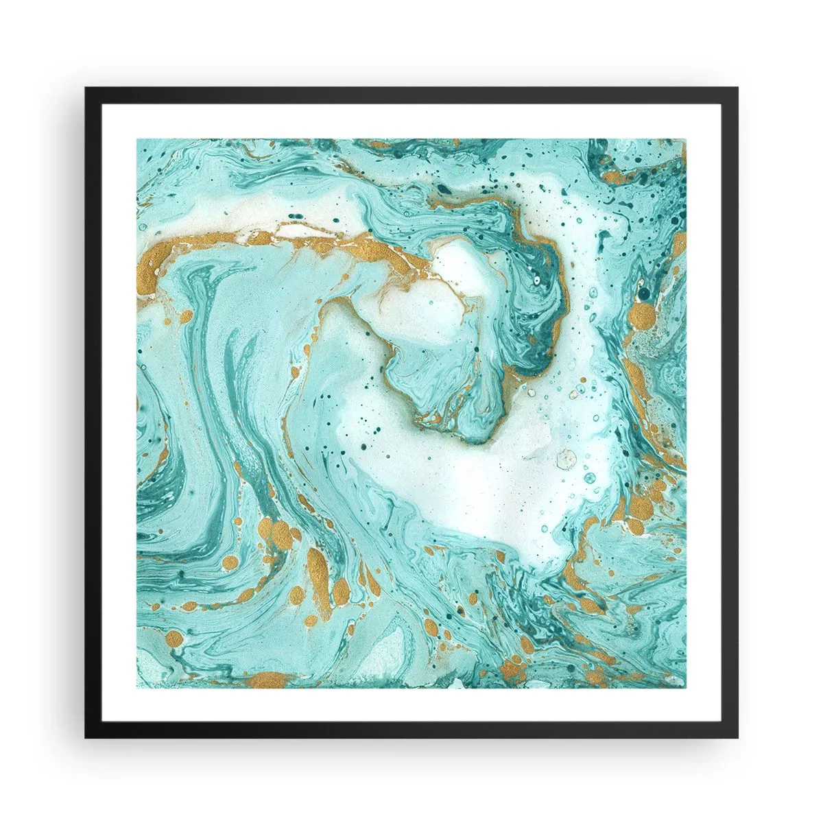 Plakat w czarnej ramie - Pod wielką falą z epoki Edo - 60x60 cm