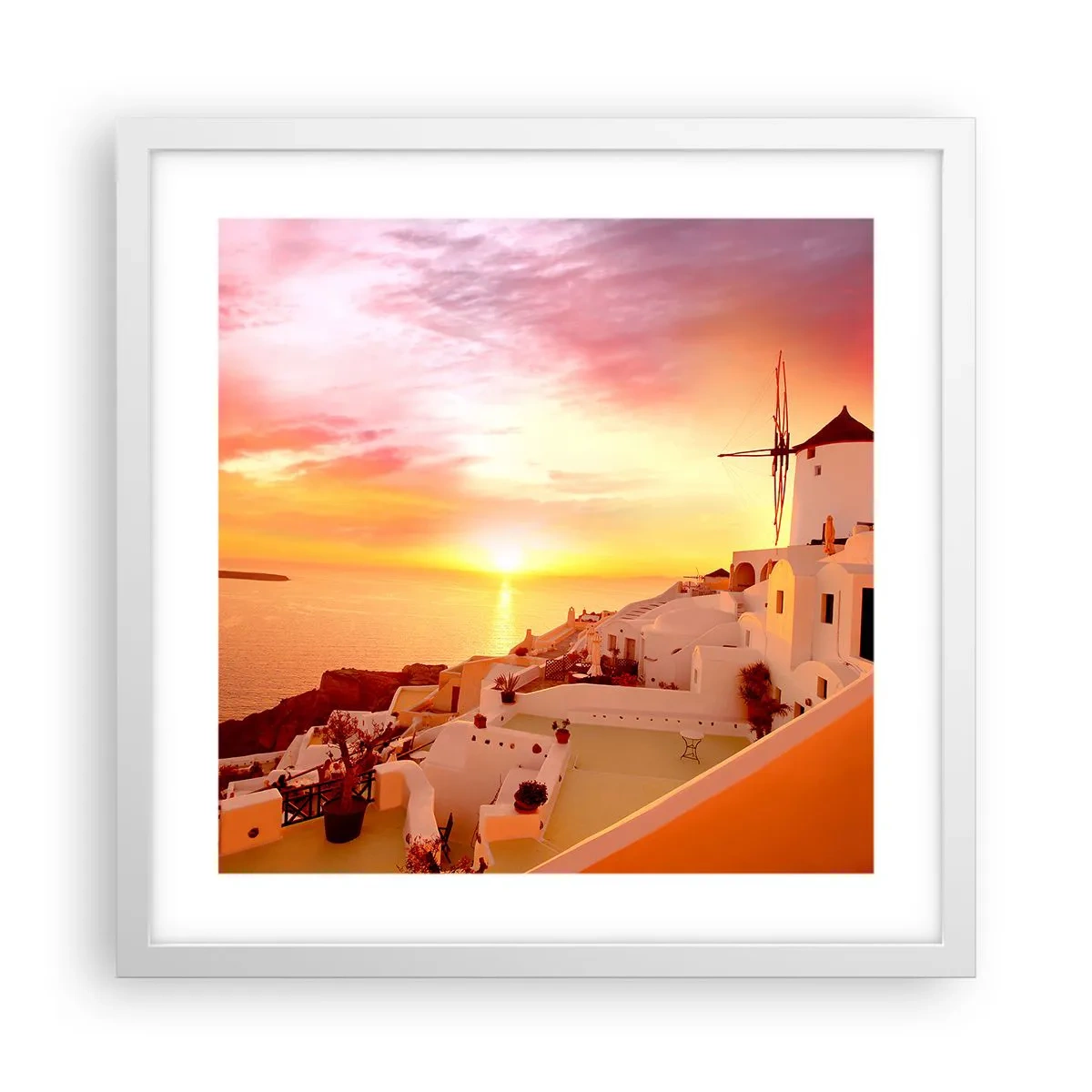 Plakat w białej ramie - Rozpłynąć się w bieli i złocie - 40x40 cm