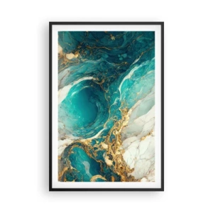 Plakat w czarnej ramie - Kompozycja z żyłami złota - 61x91 cm