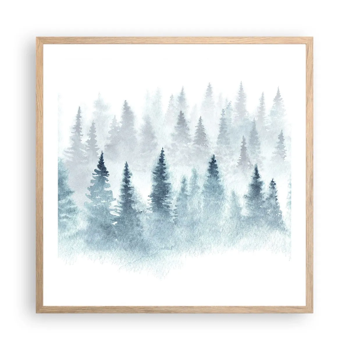 Plakat w ramie jasny dąb - Otulone mgłą - 60x60 cm