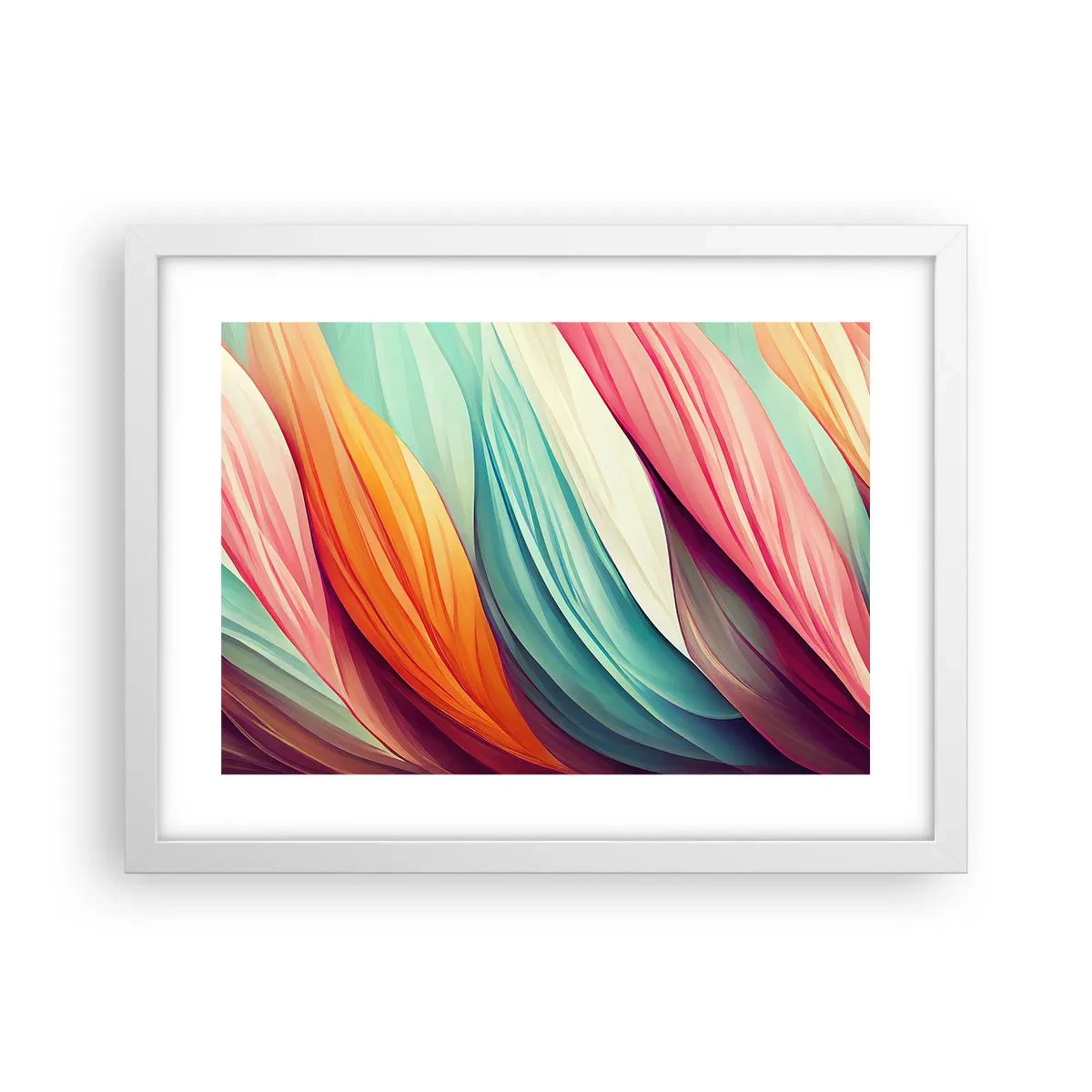 Plakat w białej ramie - Tęczowy splot - 40x30 cm