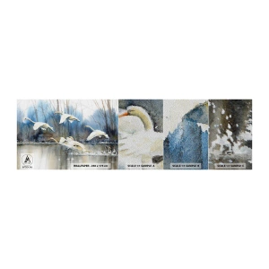 Fototapeta Próbka Premium Sand - Jak w baśni o dzikich łabędziach - Łabędzie, Ptaki, Pejzaż - 100x30 cm