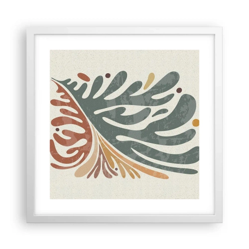 Plakat w białej ramie - Wielobarwny liść - 40x40 cm