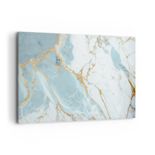 Obraz na płótnie - Błękitno-białe marmurowe wzory z dodatkiem złotych żył - 120x80cm - Bogactwo kamienia - Nowoczesna dekoracja ścienna do salonu, kuchni i sypialni ARTTOR
