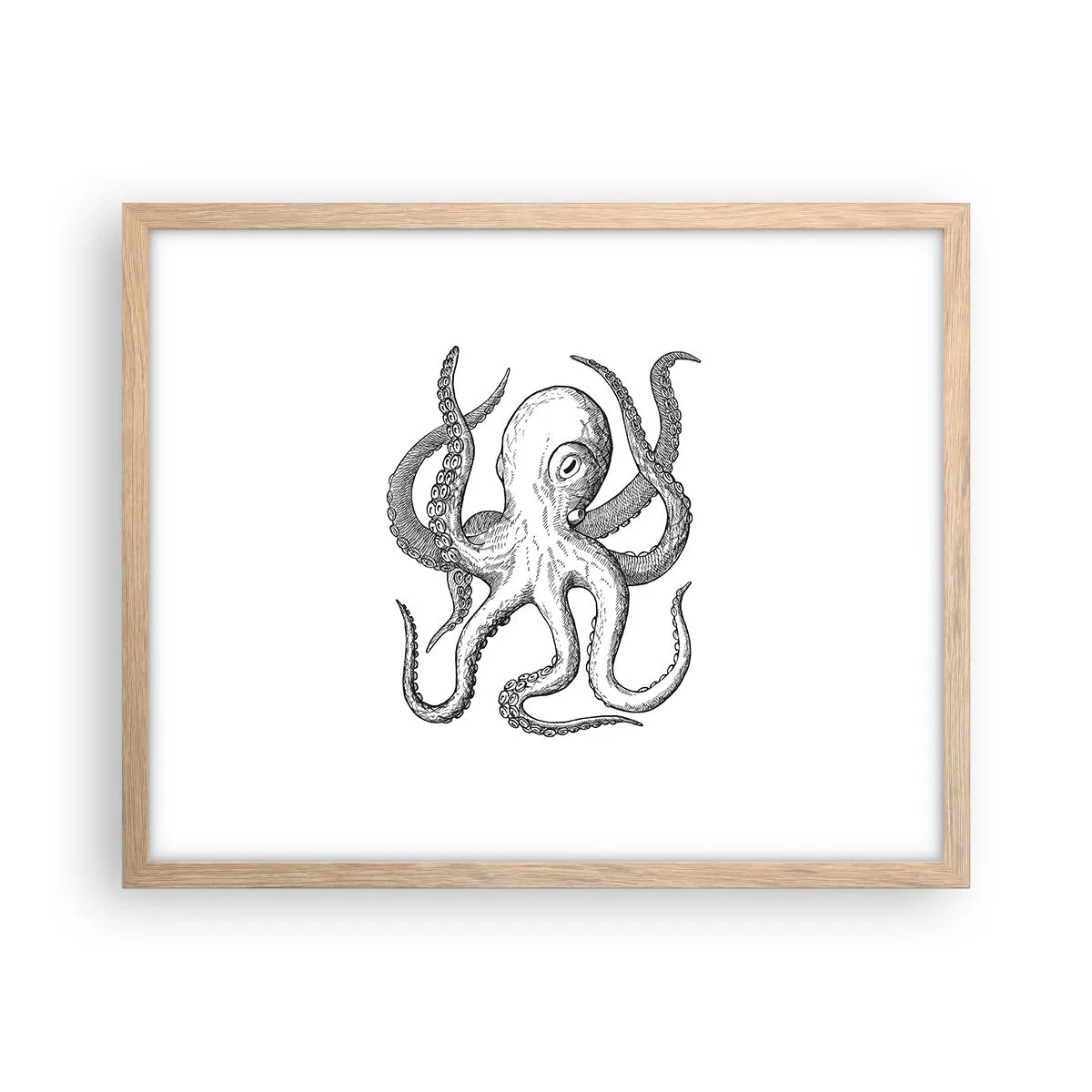 Plakat w ramie jasny dąb - Tańcząca z falami - 50x40 cm