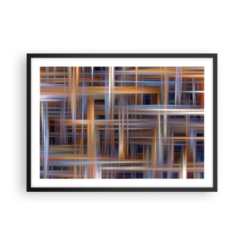 Plakat w czarnej ramie - Abstrakcyjne wzory geometryczne w pastelowych barwach - 70x50cm - Utkane ze światła - Nowoczesna dekoracja ścienna do salonu i sypialni ARTTOR