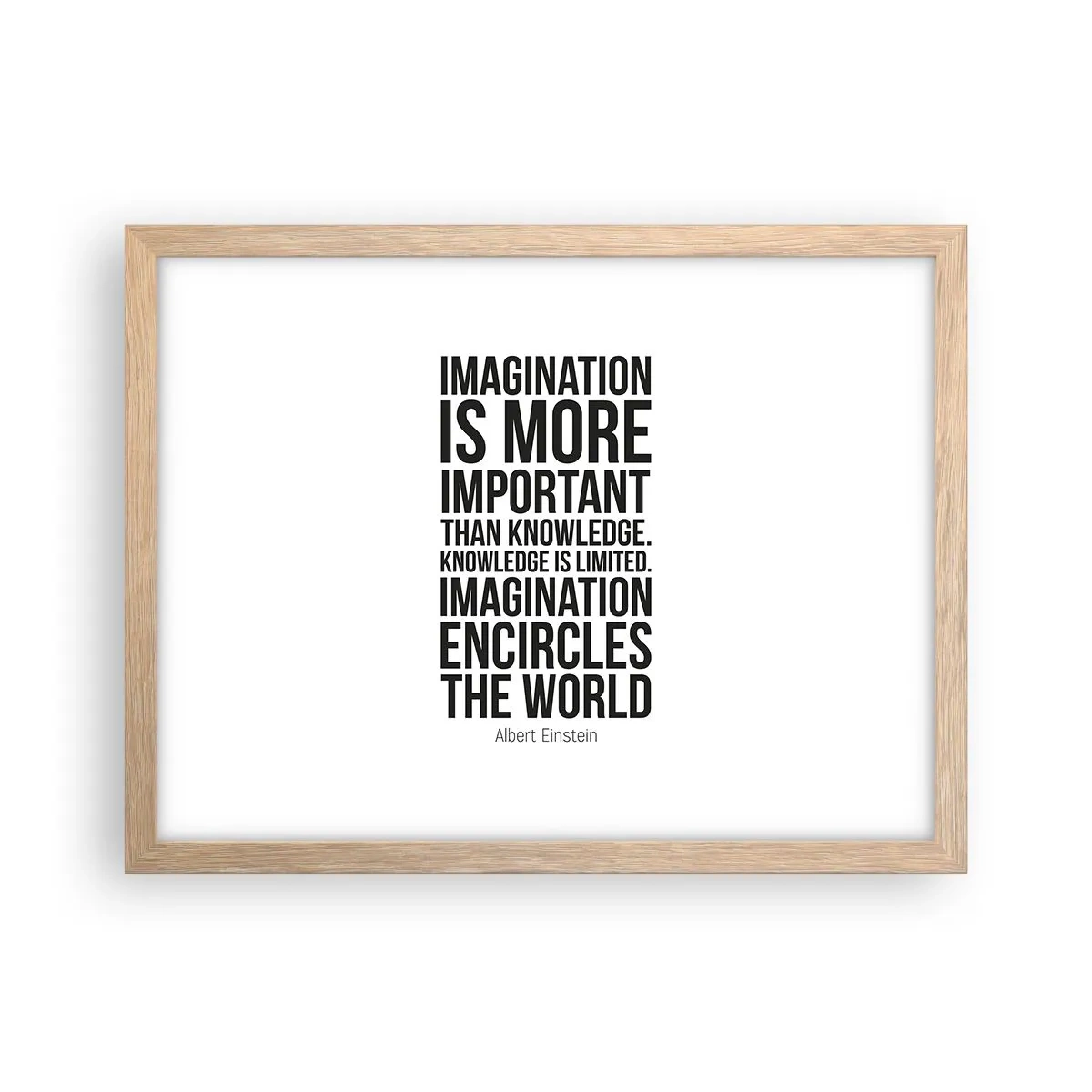Plakat w ramie jasny dąb - Einstein o mocy wyobraźni - 40x30 cm