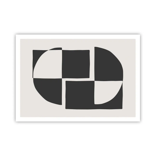Plakat - Abstrakcyjne kształty geometryczne w czerni i bieli - 100x70cm - Antyteza – synteza - Nowoczesna dekoracja ścienna do salonu i sypialni ARTTOR