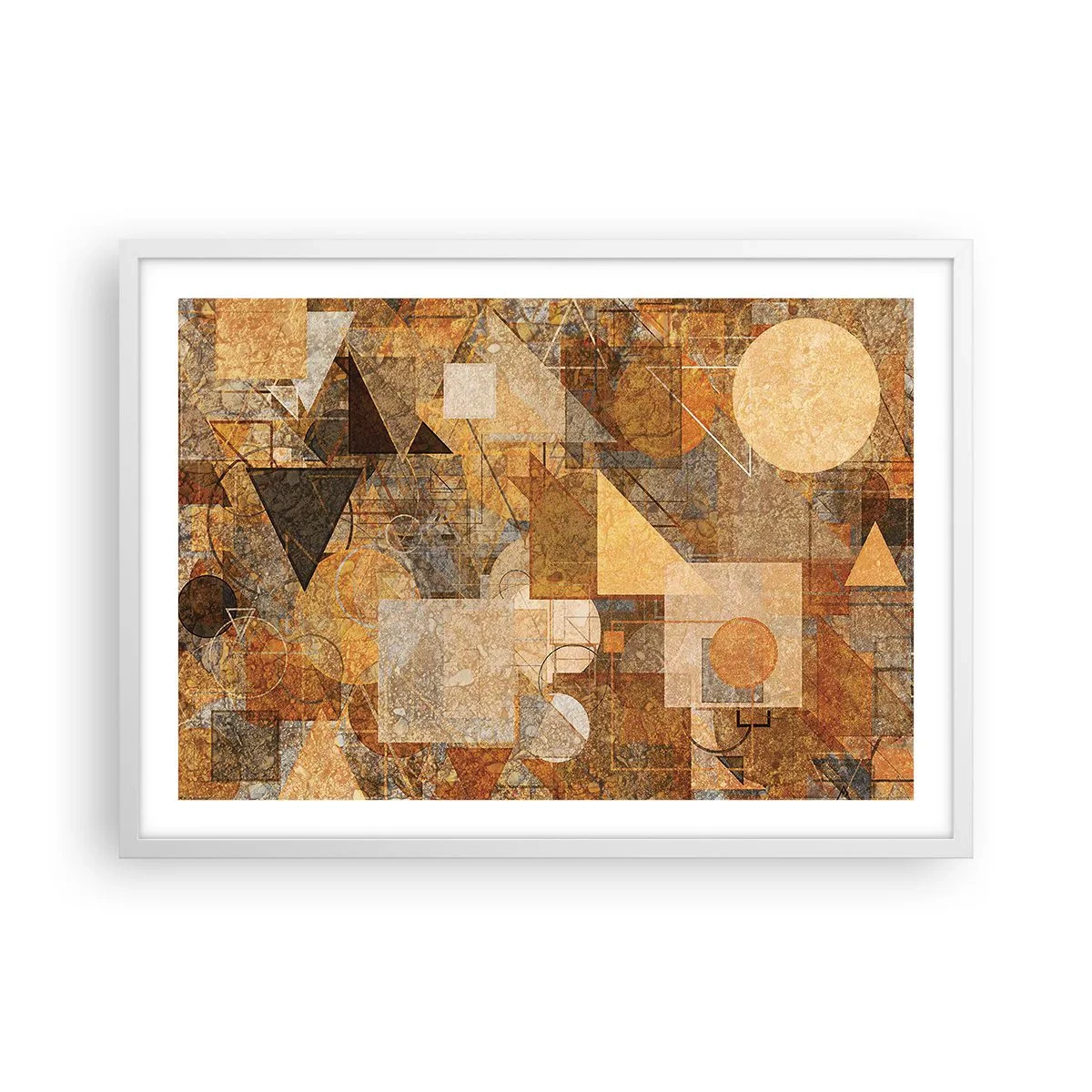 Plakat w białej ramie - Kubistyczne studium brązu - 70x50 cm