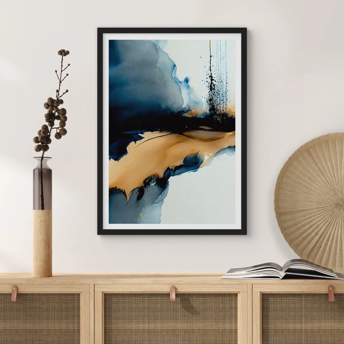 Plakat w czarnej ramie - Za zasłoną - 61x91 cm