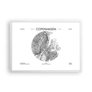 Plakat w białej ramie - Anatomia Kopenhagi - 70x50 cm