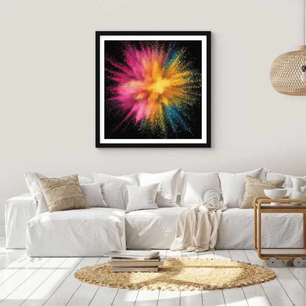 Plakat w czarnej ramie - Narodziny barw  - 30x30 cm