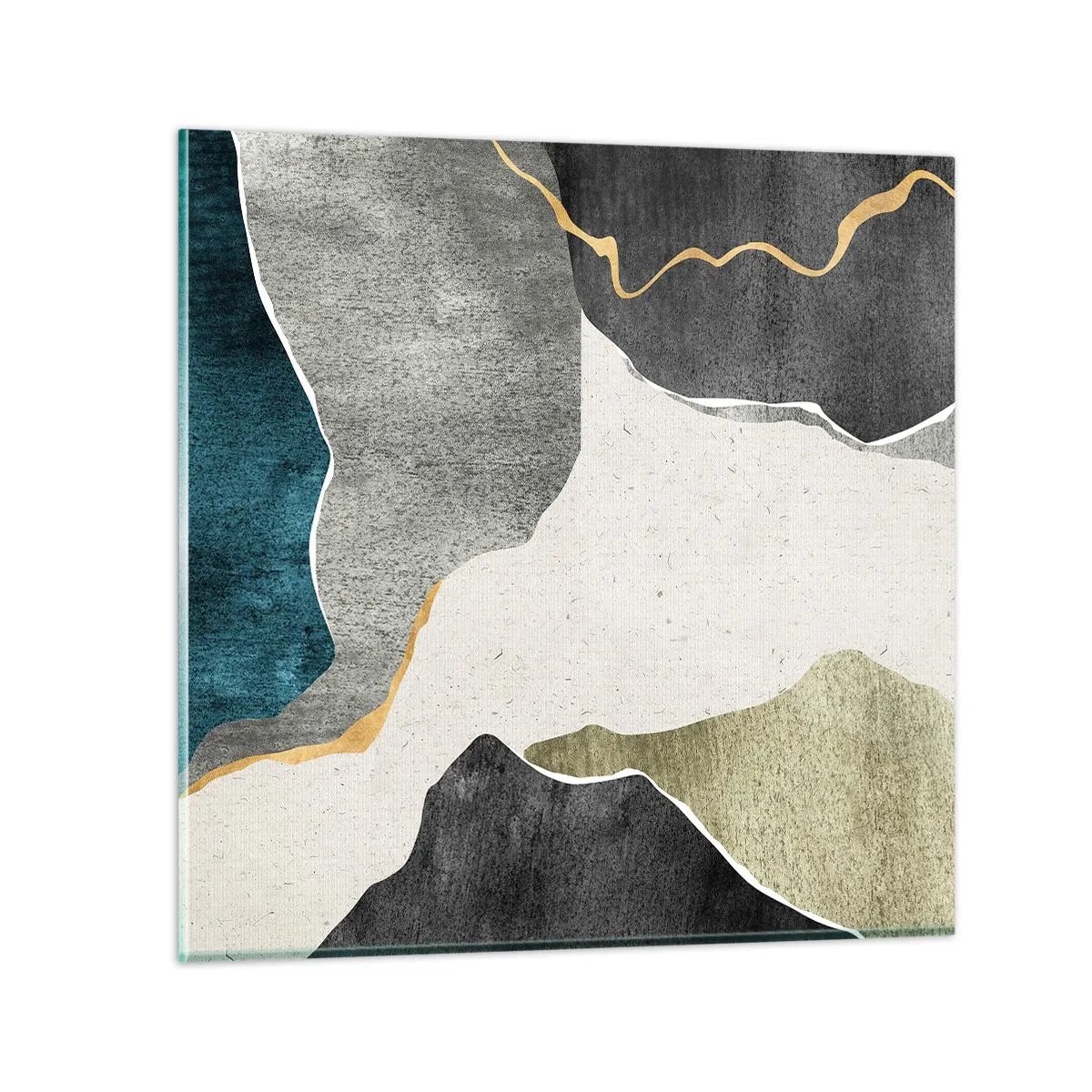 Obraz na szkle - Mozaikowa kompozycja z nitką złota - 40x40 cm