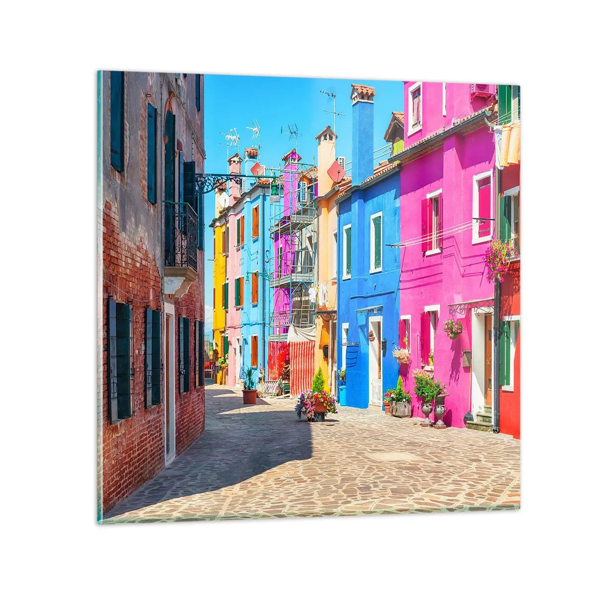 Obraz na szkle - Miasteczko "Pod papugami" - 30x30 cm