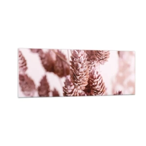 Obraz na szkle - Zbliżenie na delikatne różowe kłosy traw ozdobnych - 140x50cm - Z pozoru niepozorne - Nowoczesna dekoracja ścienna do salonu i sypialni ARTTOR